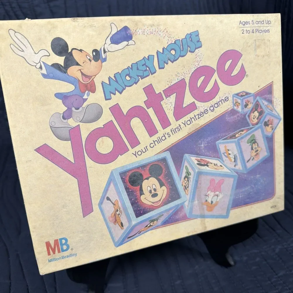 Vintage Mickey Mouse Yahtzee Game Milton Bradley MB Disney Complete? 1989